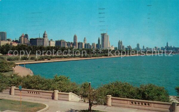 Lake Michigan Overlooking and Chicagos Skyline from t