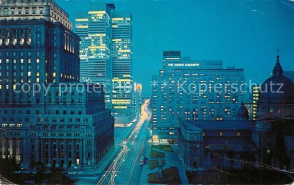 Montreal Quebec Night view of Dorchester Street