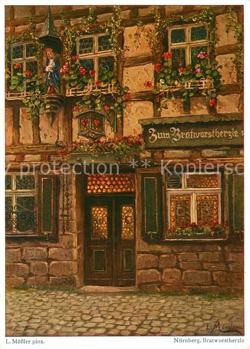 Nuernberg Zum Bratwurstherzle Gemälde