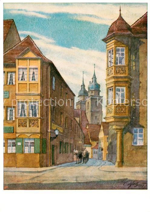 Bayreuth Brautgasse mit Stirnerhaus Aquarell