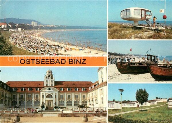 Binz Ruegen Strand Kurhaus Rettungsturm Fischerboot