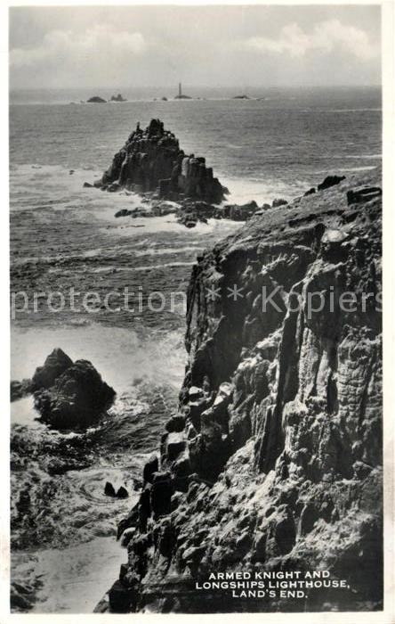 Land s End Armed Knight and Longships Lighthouse C