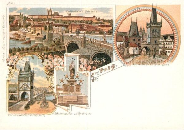 Prag Prahy Prague Karlsbrücke Johannesstatue Altstädter B