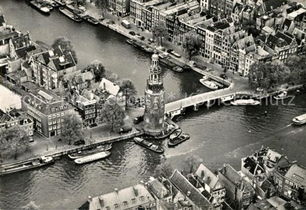 Amsterdam Niederlande Montelbaanstoren Fliegeraufnahme