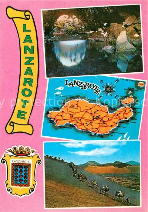 Lanzarote Kanarische Inseln Grotte Inselkarte Kamelreiten