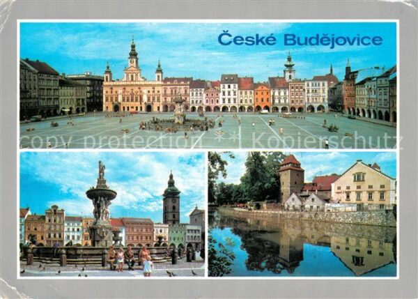 Ceske Budejovice Zizkovo namesti s historickou radnici S