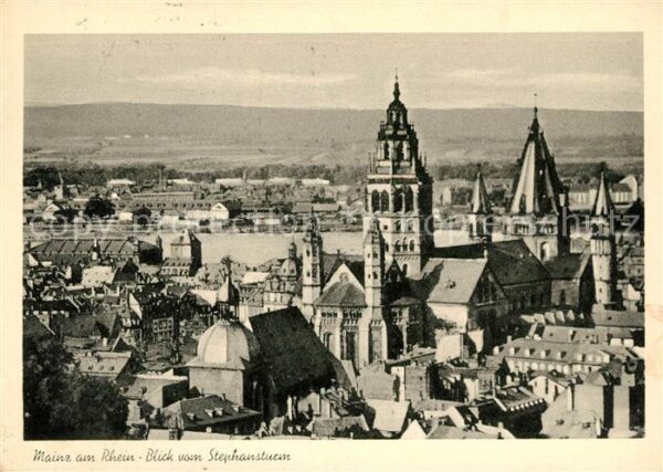 Mainz Rhein Blick vom Stephansturm