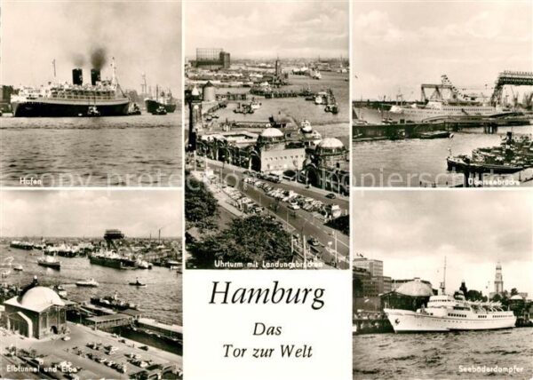 Hamburg hafen Uhrturm Landungsbrücken Überseebr