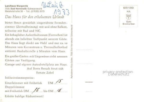 Bad Herrenalb Landhaus Margareta Gastraum Zimmer Pano – Bild 2