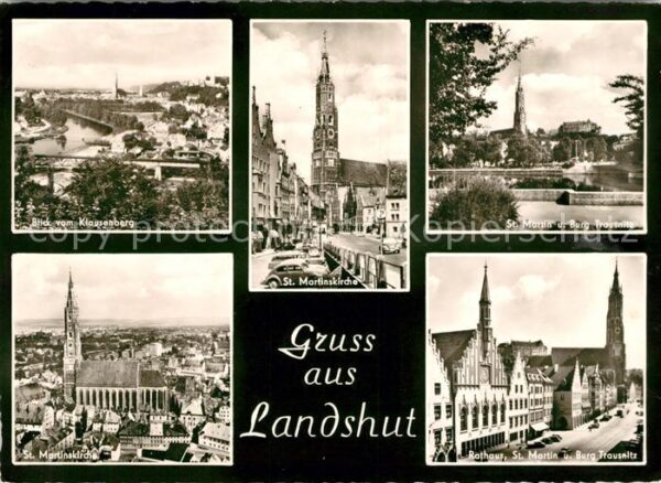 Landshut Isar Klausenbergblick St Martinskirche St Ma