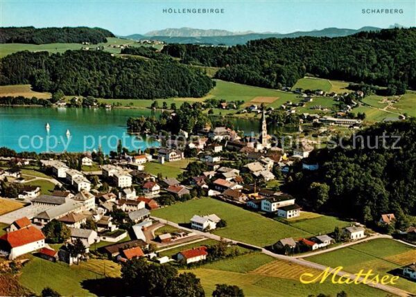 Mattsee Salzburg Fliegeraufnahme mit Niedertrummer Hölle