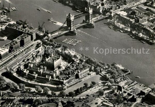 London Tower and Tower Bridge from the air