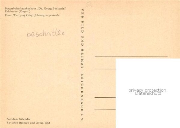 Erlabrunn Erzgebirge Bergarbeiterkrankenhaus Dr Georg Benjam – Bild 2