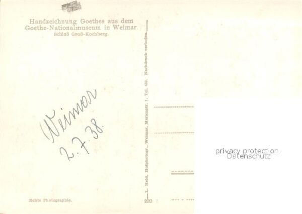 Weimar Thueringen Schloss Gross Kochberg Handzeichnung Go – Bild 2