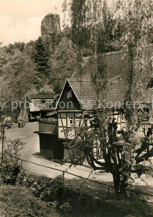 Rathen Saechsische Schweiz Alte Mühle und Talwächter