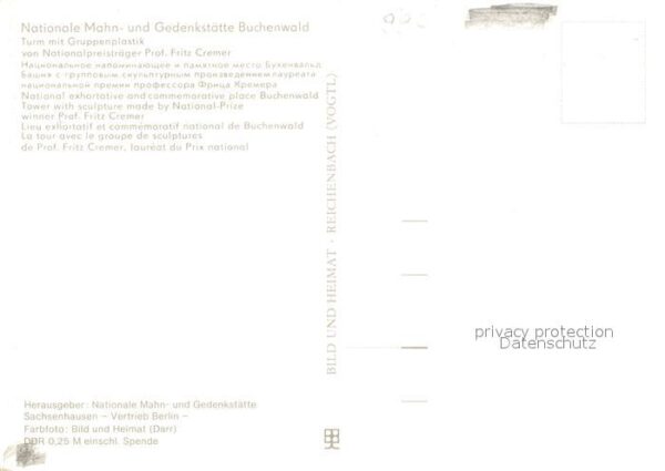 Buchenwald Weimar Nationale Mahn Gedenkstätte Turm Gruppe – Bild 2