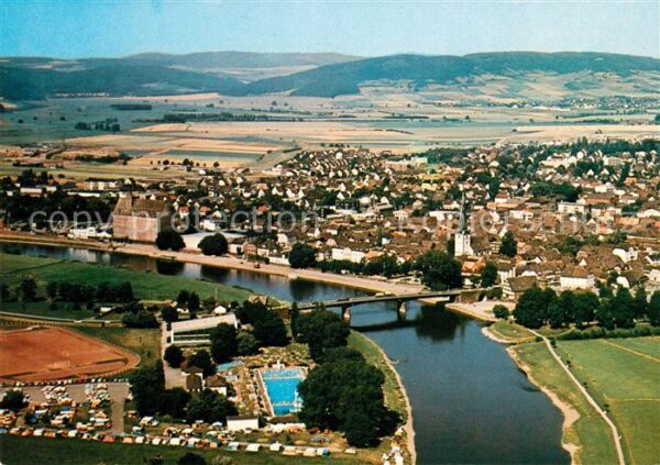 Holzminden Weser Freibad Campingplatz Fliegeraufnahme
