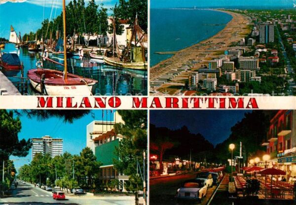 Milano Marittima Hafen Strassenpartie Nachtaufnahme Flie