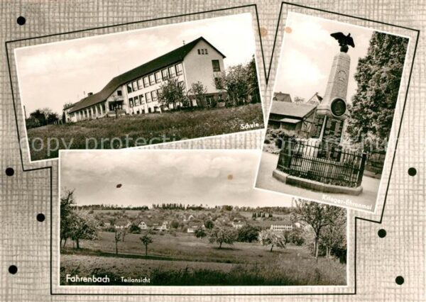 Fahrenbach Odenwald Schule Kriegerdenkmal Teilansicht