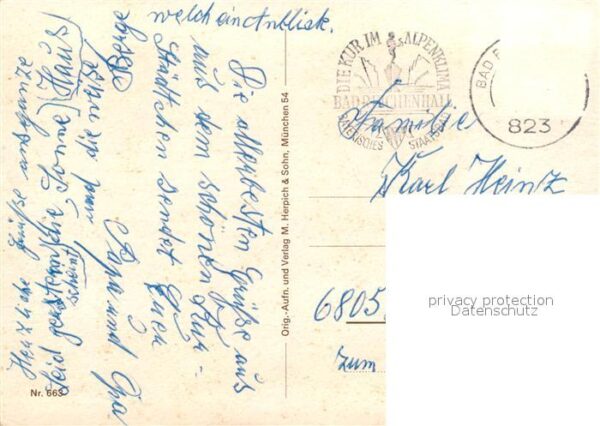 Bad Reichenhall Stadtpanorama Alpen Litho – Bild 2