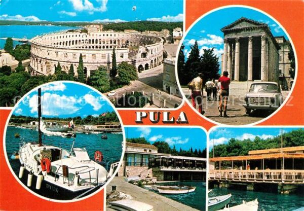 Pola Pula Croatia Amphitheater Hafen Segelyacht Tempel