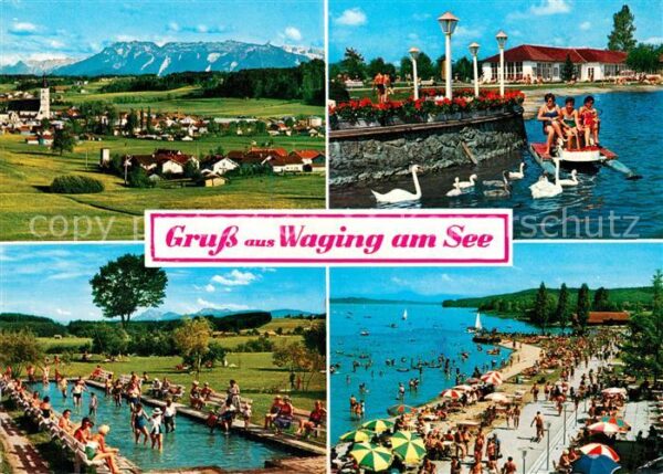 Waging See Panorama Luftkurort mit Untersberg Stra