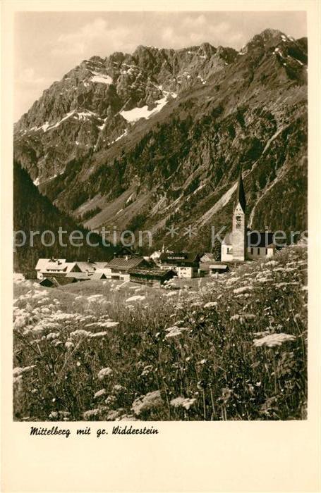 Mittelberg Kleinwalsertal Bergwiese Kirche Grosser Widderstein Al