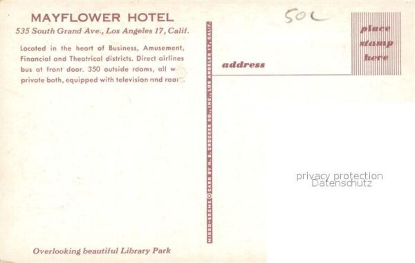 Los Angeles California Mayflower Hotel overlooking Library Par – Bild 2