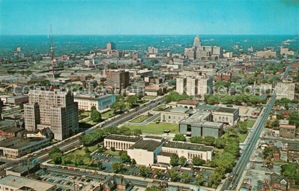 Detroit Michigan Cultural Center aerial view