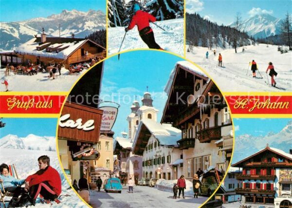 St Johann Tirol Ortsmotiv mit Kirche Berghaus Skilangla