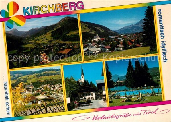 Kirchberg Tirol Gesamtansicht mit Alpenpanorama Ortsmot