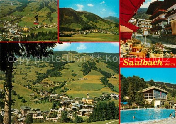 Saalbach-Hinterglemm Seilbahn Panorama Dorfmotiv Schwimmbad