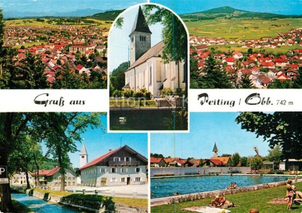 Peiting Panorama Kirche Kanal Freibad