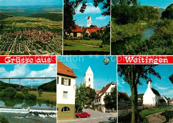 Weitingen Fliegeraufnahme Kirche Brücke Ortsmotiv