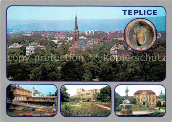 Teplice Panorama Zalozene mesto s radou budov k