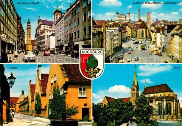 Augsburg Maximilianstrasse Rathaus Perlachturm J