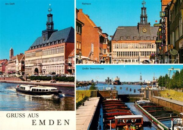 Emden Ostfriesland Am Delft Rathaus Grosse Seeschleuse