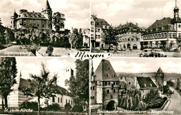 Mayen Genovevaburg Markt St Veith Kirche Brüc