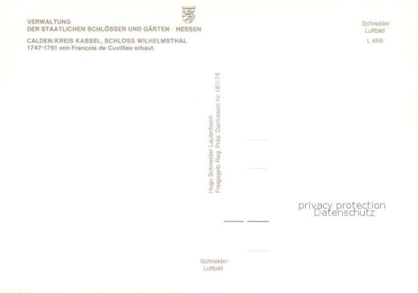 Calden Schloss Wilhelmsthal 18. Jhdt. Fliegera – Bild 2
