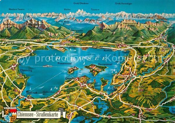Chiemsee Strassenkarte Bayerische Alpen aus der