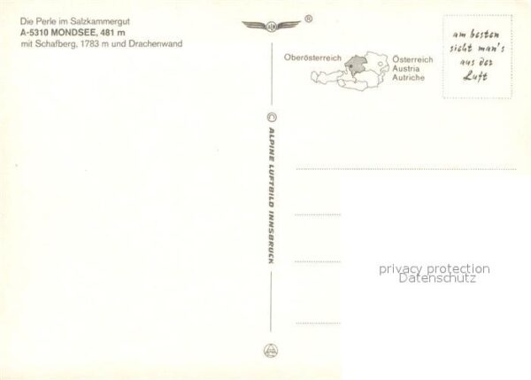 Mondsee Salzkammergut mit Schafberg und Drachenwand Wappen Fl – Bild 2