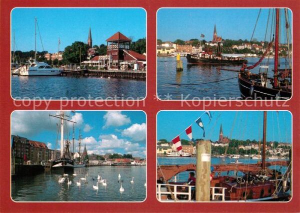 Flensburg Hafenstadt Segelboot Dampfer Schwäne Ha