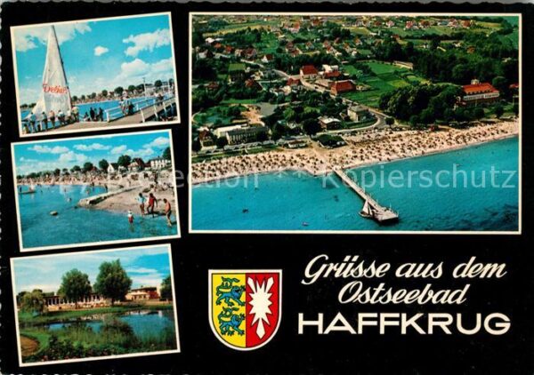 Haffkrug Ostseebad Strand Seebrücke Fliegeraufnahme Wappen