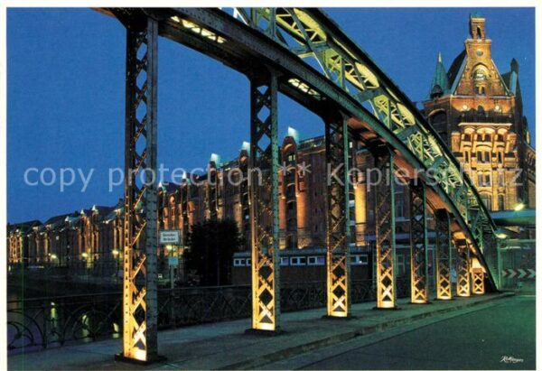 Hamburg Brooksbrücke und Speicherstadt Nachtauf