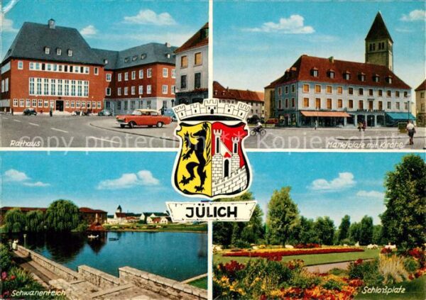 Juelich Rathaus Marktplatz Kirche Schwanenteich