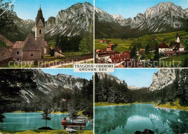 Oberort Tragoess Ortsansicht mit Kirche Grüner See Alpen