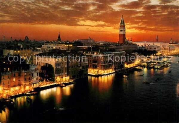 Venedig Venezia Bacino San Marco Nachtaufnahme
