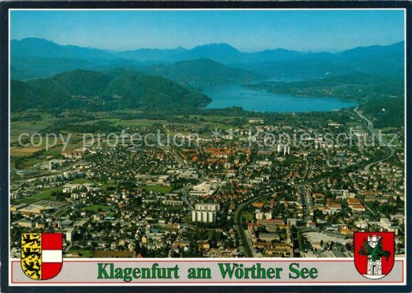 Klagenfurt Woerthersee Fliegeraufnahme Villacher Alpe