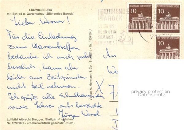 Ludwigsburg Wuerttemberg Fliegeraufnahme Schloss Gartenschau Blü – Bild 2