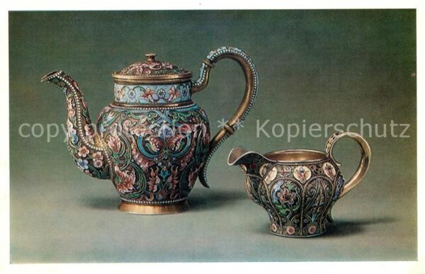 Lebensmittel Tea-Pot Milk-Jug Siver Moscow 20th Cent